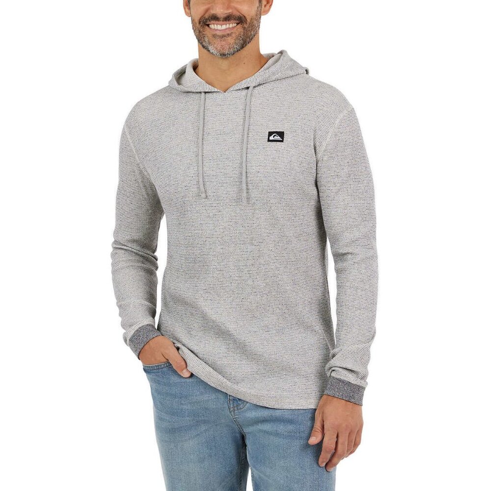Quiksilver Light Gray Textured Hooded Pullover Sweatshirt